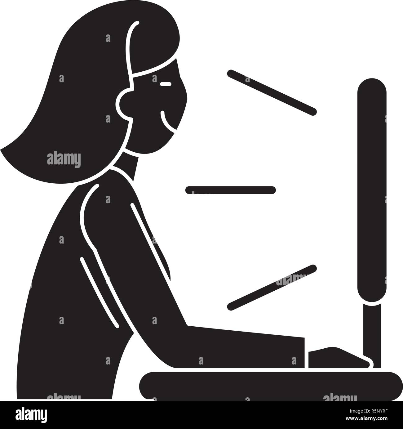 Voir l'icône noire de la série tv, vector signe sur fond isolé. Voir séries télé symbole, illustration Illustration de Vecteur