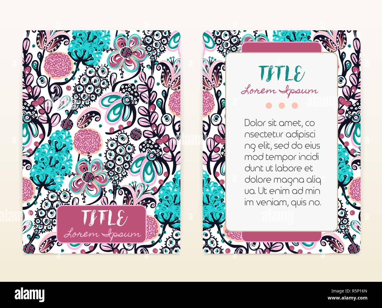 Conception de la couverture avec motif floral. Création à la main de fleurs. Contexte artistique coloré avec blossom Banque D'Images