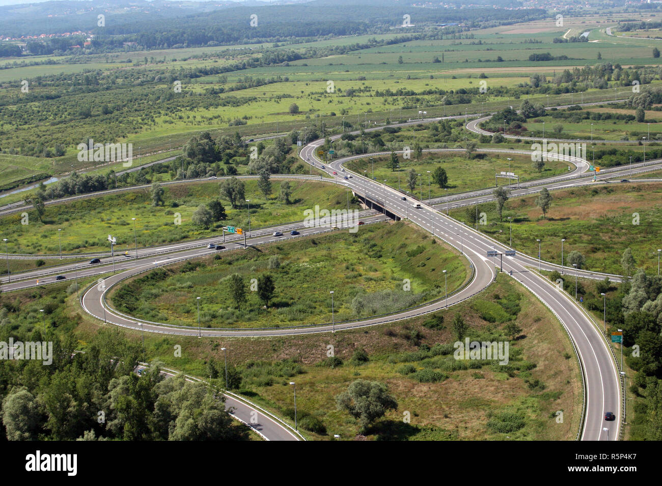 Vue aérienne de l'autoroute A1 près de Zagreb, Croatie Banque D'Images