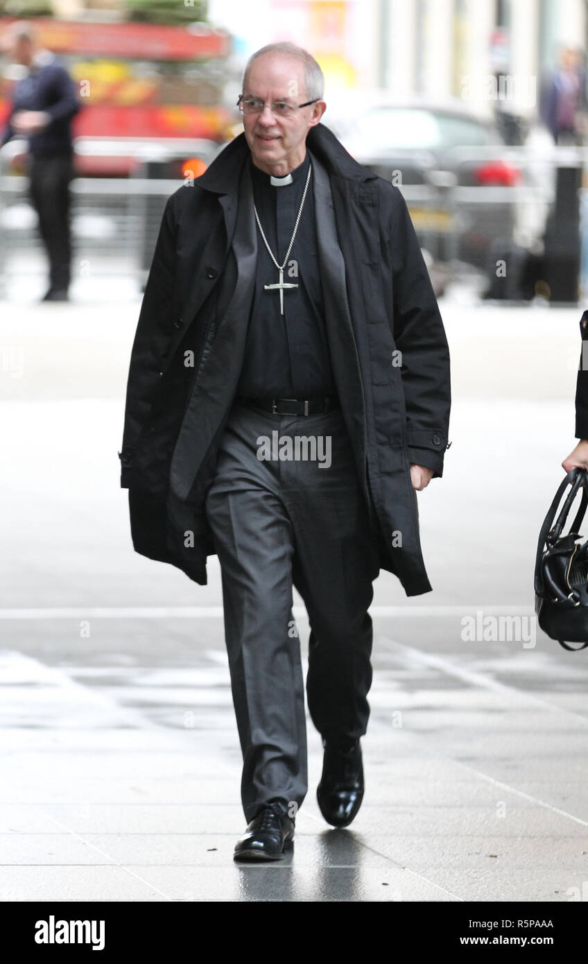 Londres, Royaume-Uni, 2 décembre 2018. Justin Welby archevêque de Canterbury vu dans les studios de la BBC pour le Andrew Marr Show Credit: Banque D'Images