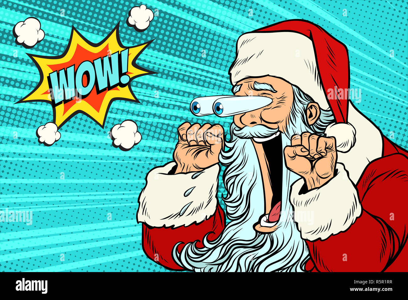 Wow caractère Noël Père réaction émotionnelle Banque D'Images