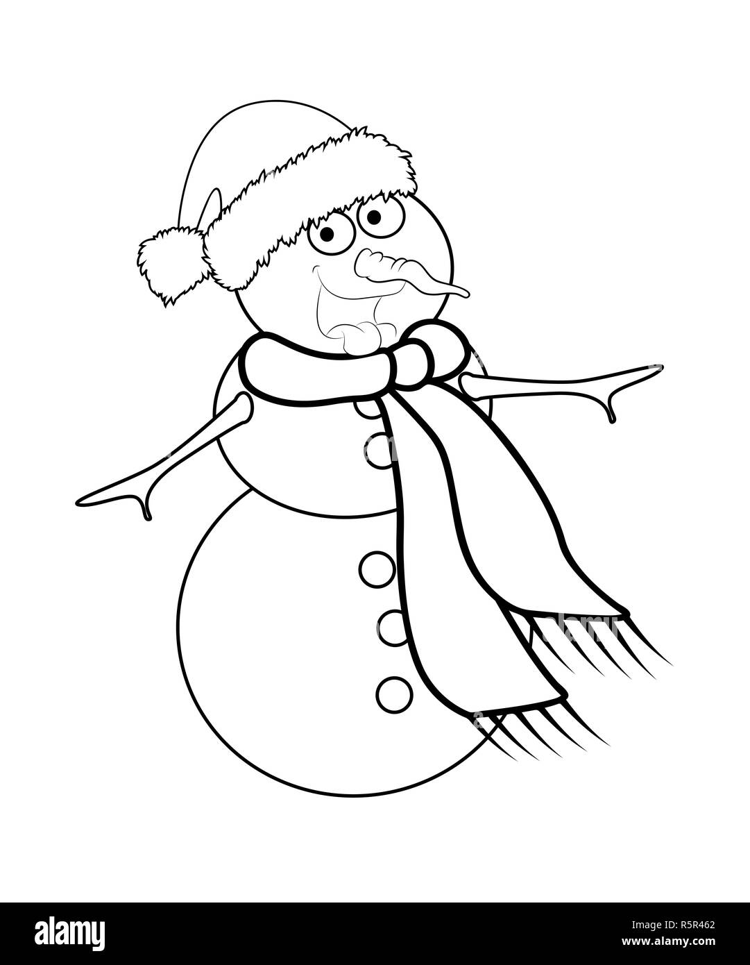 Bonhomme De Neige De Noel Silhouette Dessin Anime Pour La Conception De Carte L Icone D Hiver Symbole Vector Illustration Isole Sur Fond Blanc Photo Stock Alamy