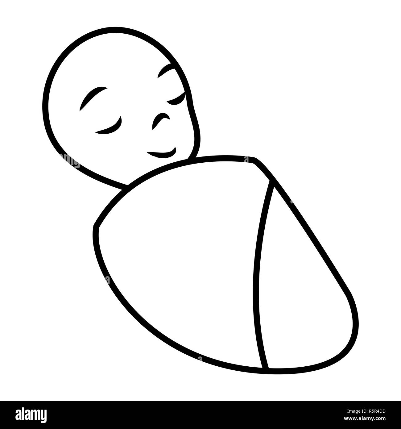 Bébé nouveau-né silhouette vector illustration design isolé sur fond blanc. Banque D'Images