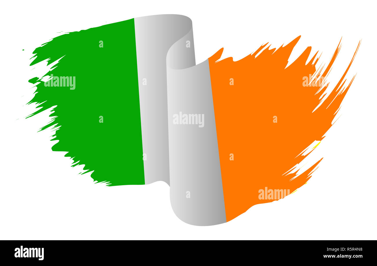 Drapeau Irlande symbole vecteur icône concevoir. Drapeau irlandais illustration couleur isolé sur fond blanc. Banque D'Images