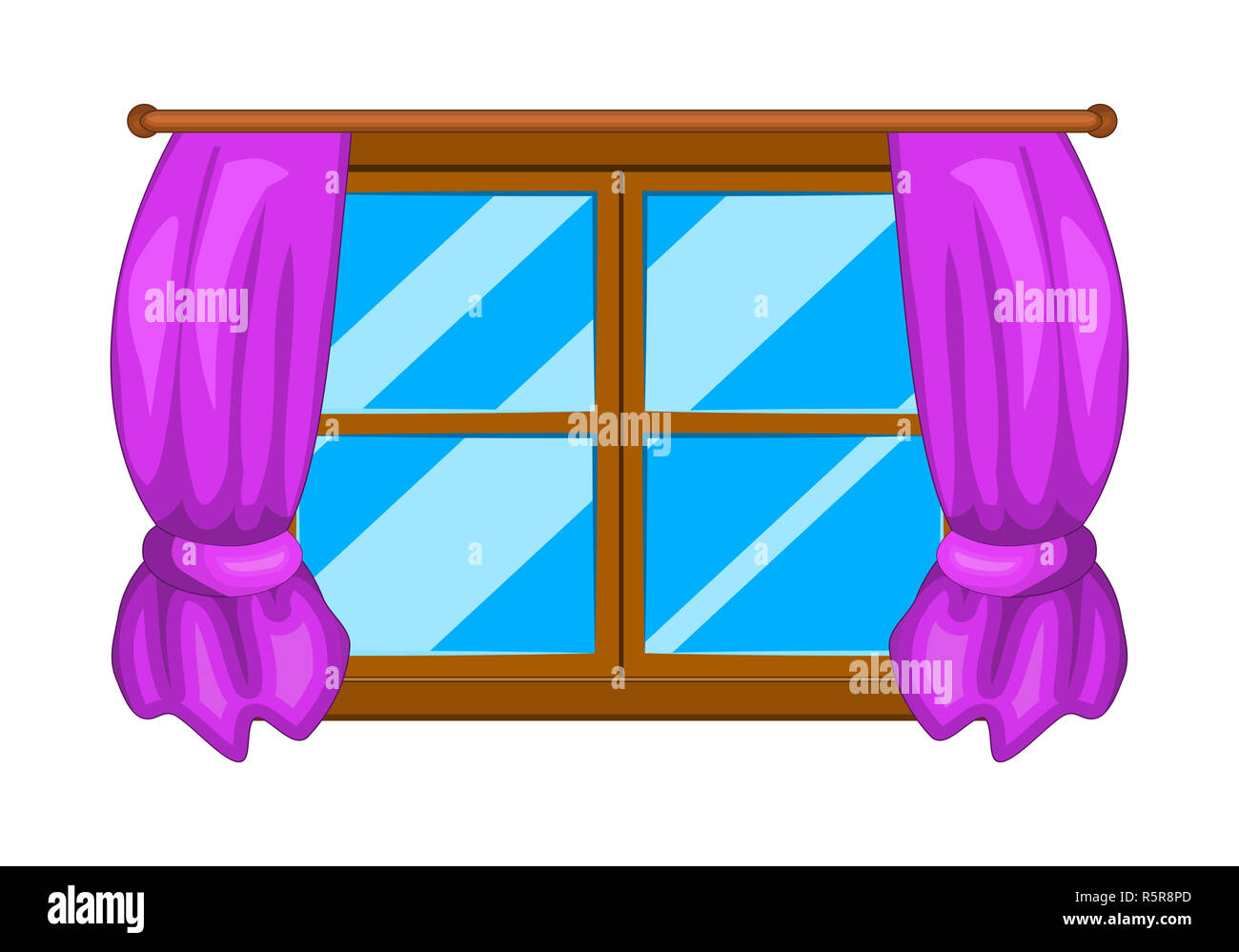 Cartoon vector avec des rideaux de fenêtre Icône Symbole du design ...