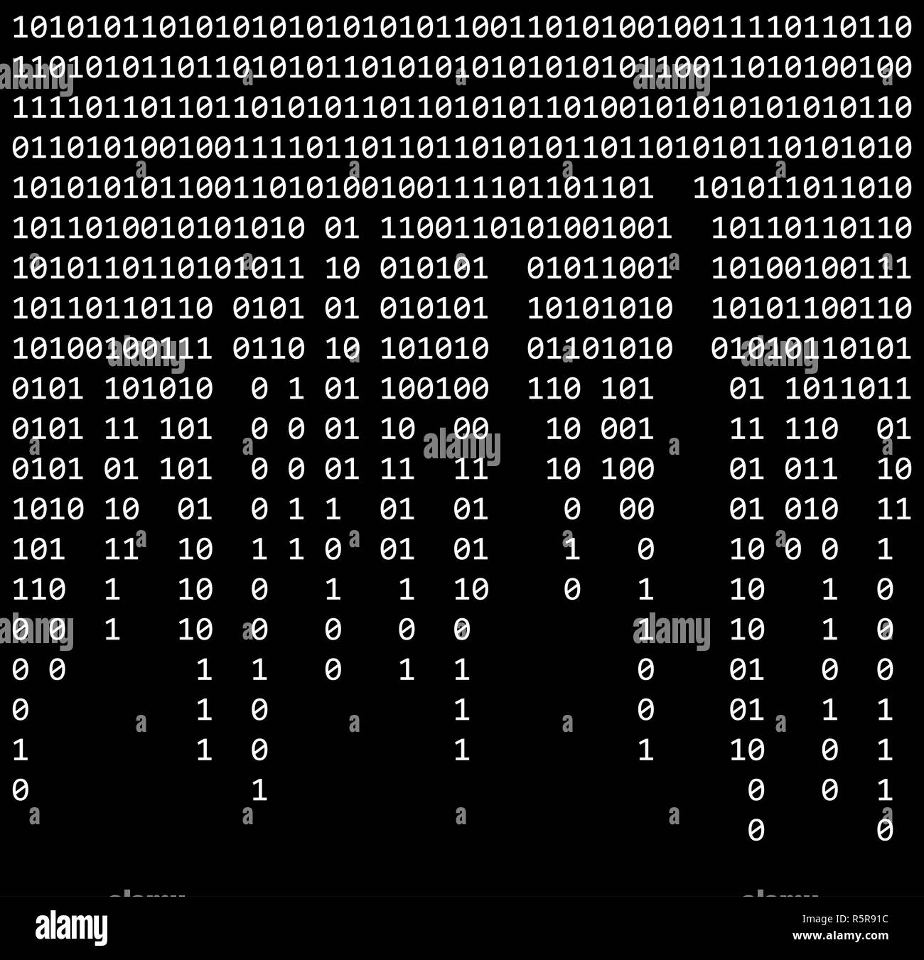 Code binaire zéro un matrix fond noir belle bannière wallpaper Banque D'Images