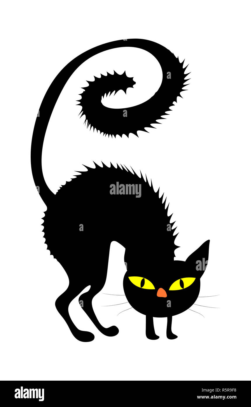 Creepy halloween effrayant symbole vecteur chat sorcières icône concevoir. Banque D'Images