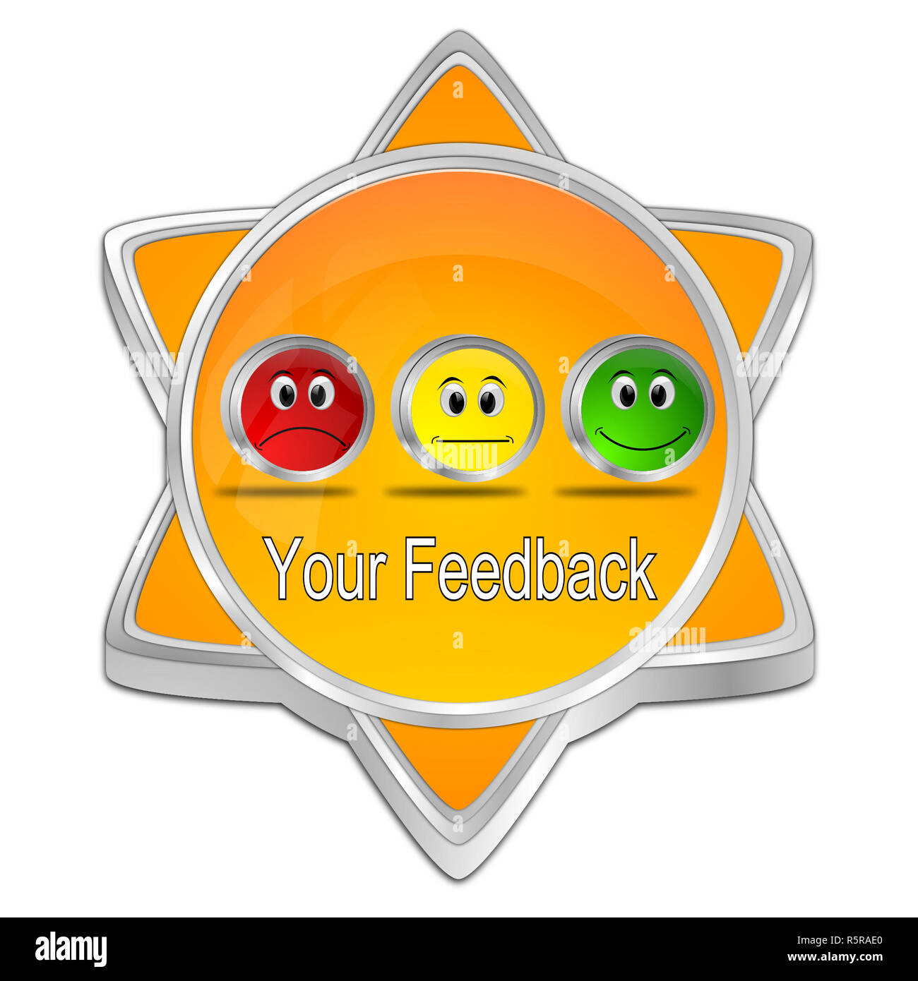 Vos commentaires - Bouton orange 3D illustration Banque D'Images