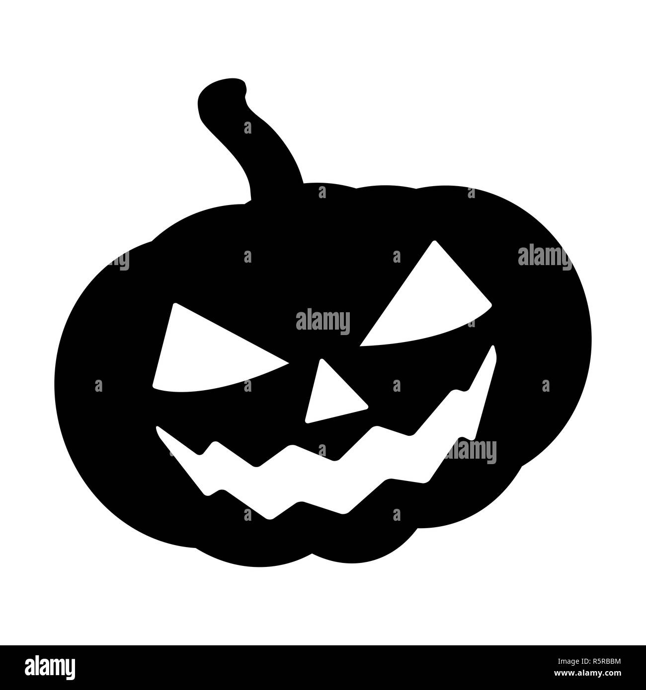 Vector illustration silhouette citrouille Halloween, Jack O Lantern isolé sur fond blanc. Orange effrayant photo avec les yeux. Banque D'Images