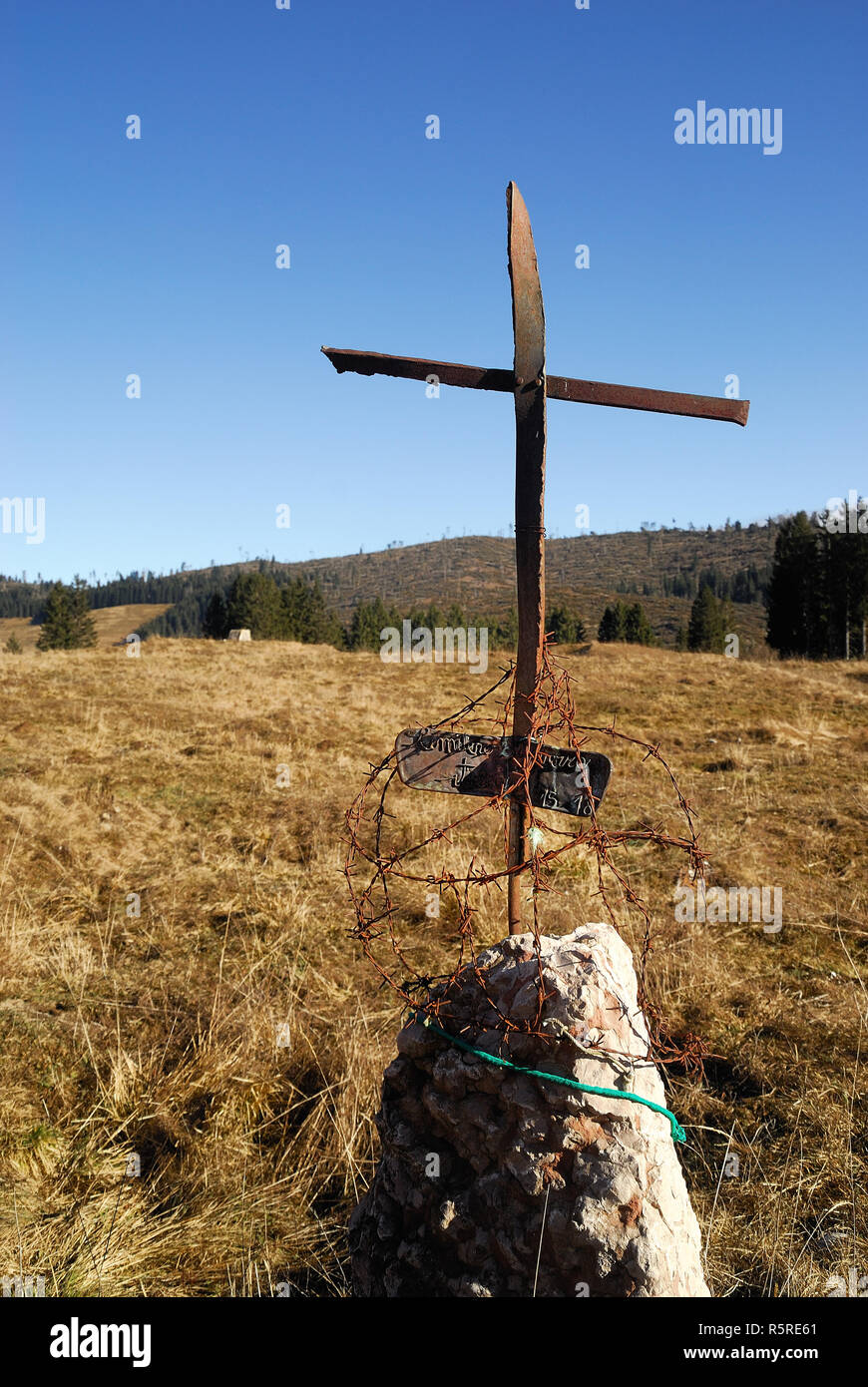 Plateau d'Asiago Altopiano dei Sette Comuni ou,Veneto, Italie. La première guerre mondiale, l'italien en localité Piana Marcesina. Banque D'Images