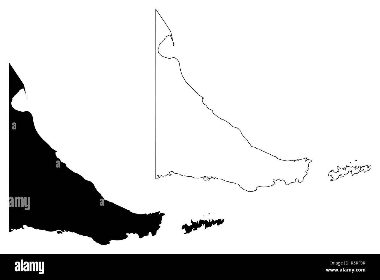 La Tierra del Fuego (Région de l'Argentine, République d'Argentine, les provinces de l'Argentine) map vector illustration gribouillage, croquis Provincia de Tierra del Fu Illustration de Vecteur