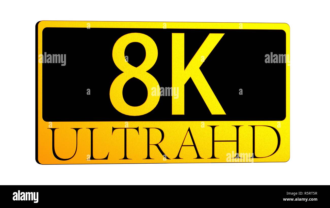 Le rendu 3D de belle vue de l'icône 8K Ultra HD Banque D'Images