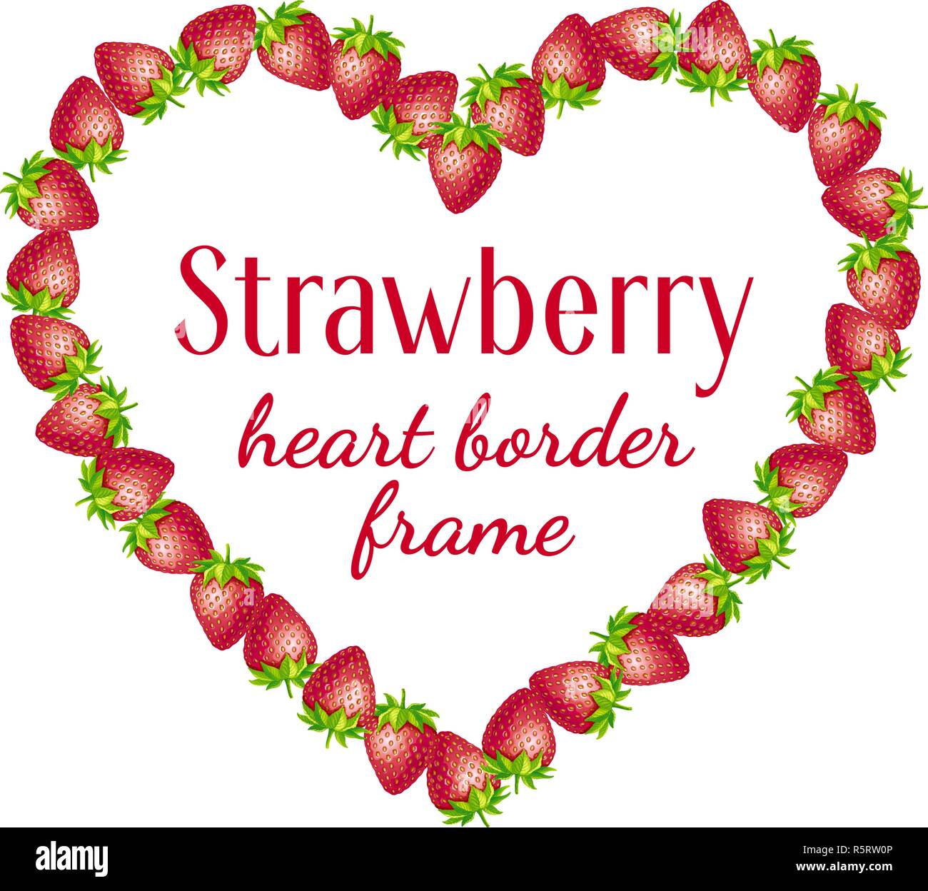 Coeur de fraises border frame. Illustration de Vecteur