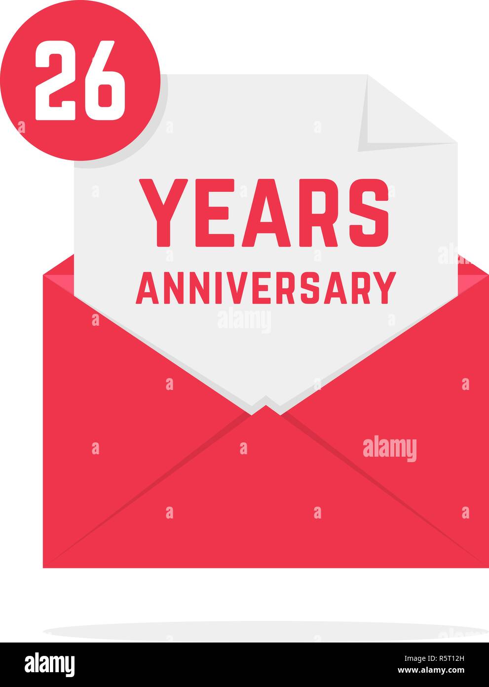 26 ans anniversaire en rouge l'icône lettre ouverte Illustration de Vecteur
