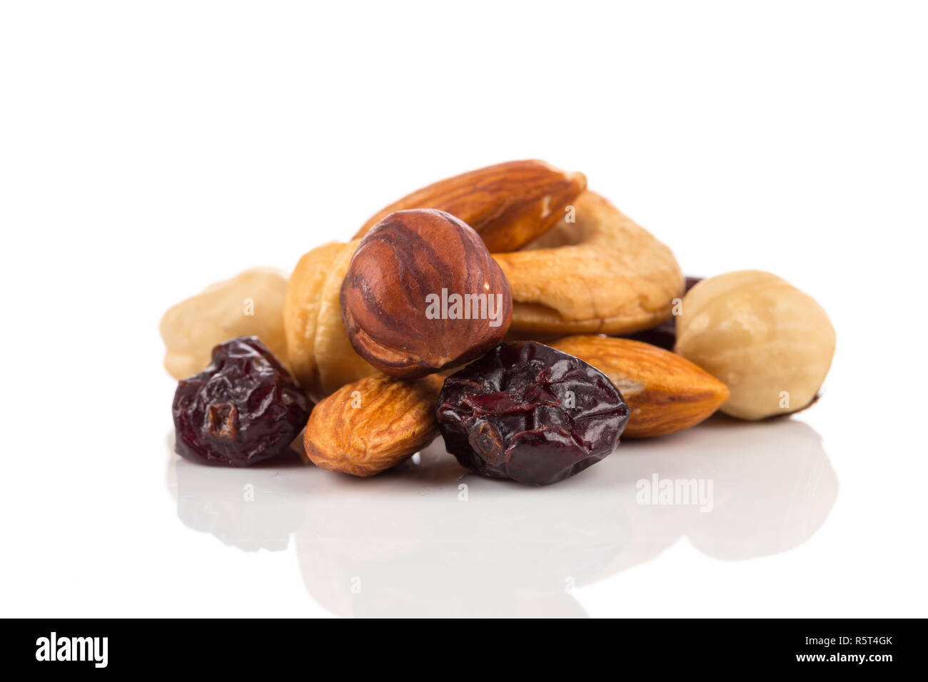 Mélanger les noix, fruits secs et raisins Banque D'Images