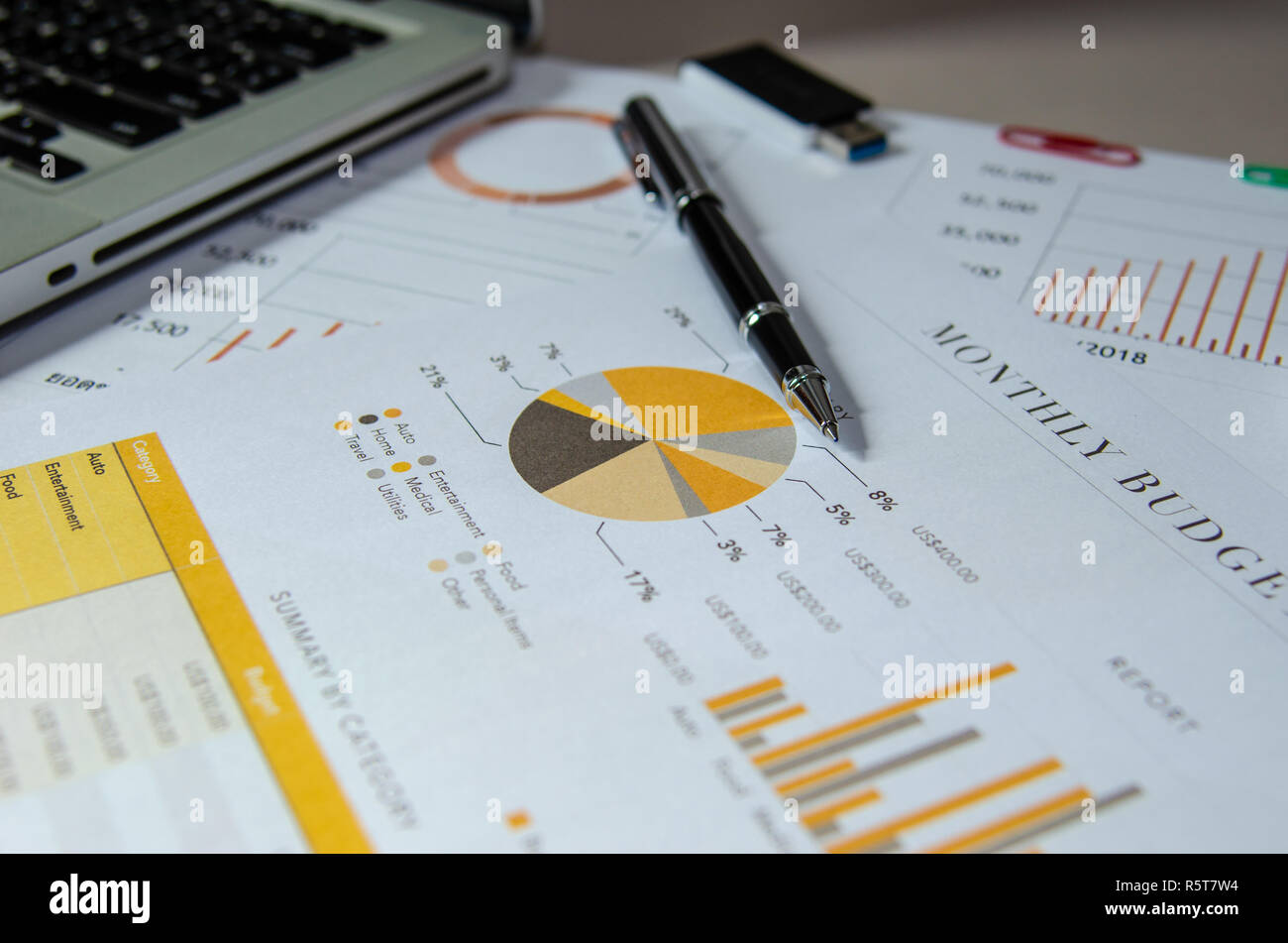 Finances de tableaux et de graphiques, financer l'investissement business concept Banque D'Images