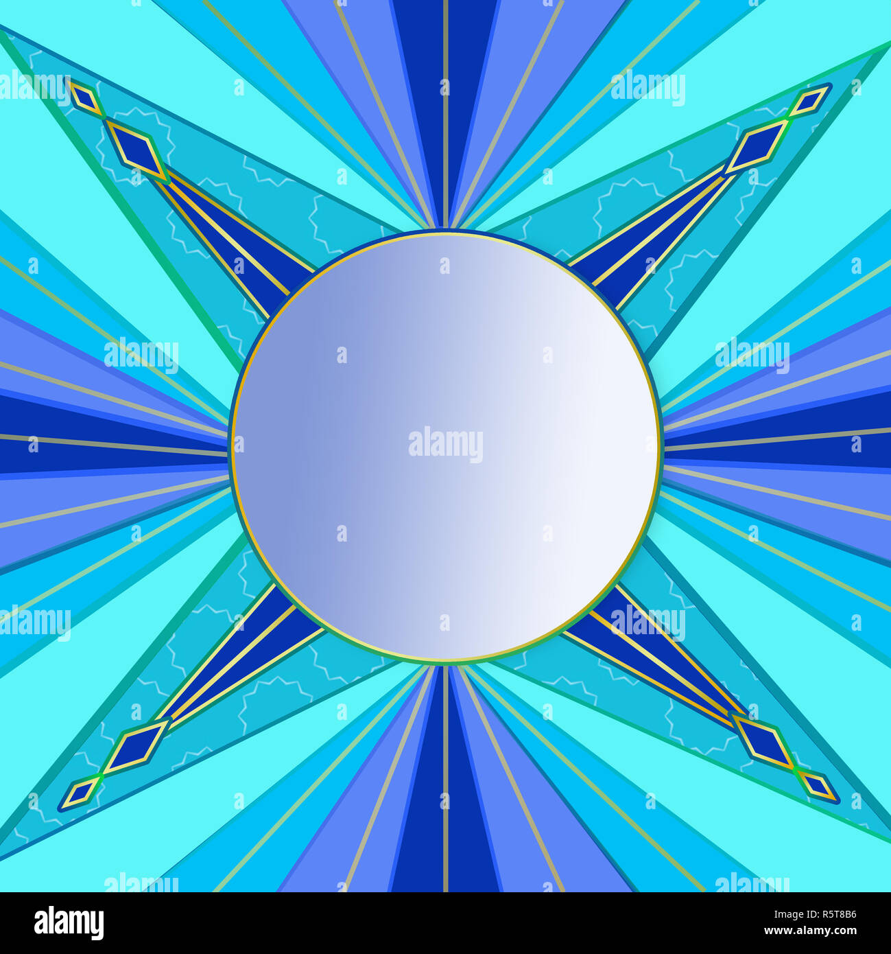 Conception kaléidoscope Motif de fond dans les tons de bleu avec zone de texte dans le centre. Banque D'Images