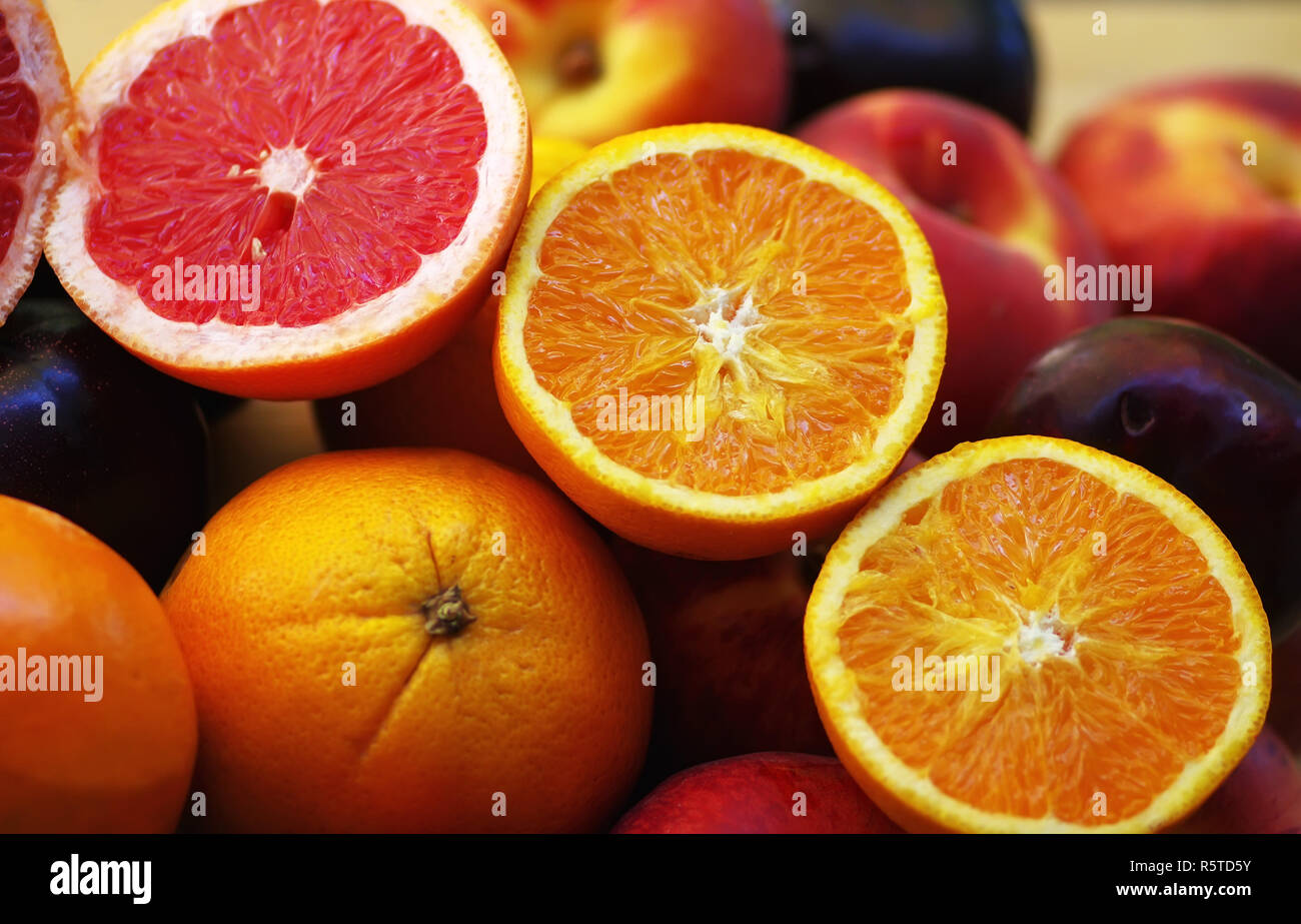 Tranches d'orange et agrumes Banque D'Images