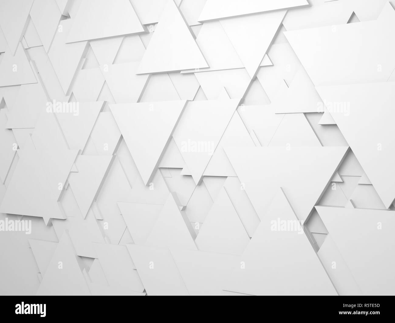 Résumé fond numérique blanc avec motif en forme aléatoire triangles sur mur 3D render illustration Banque D'Images