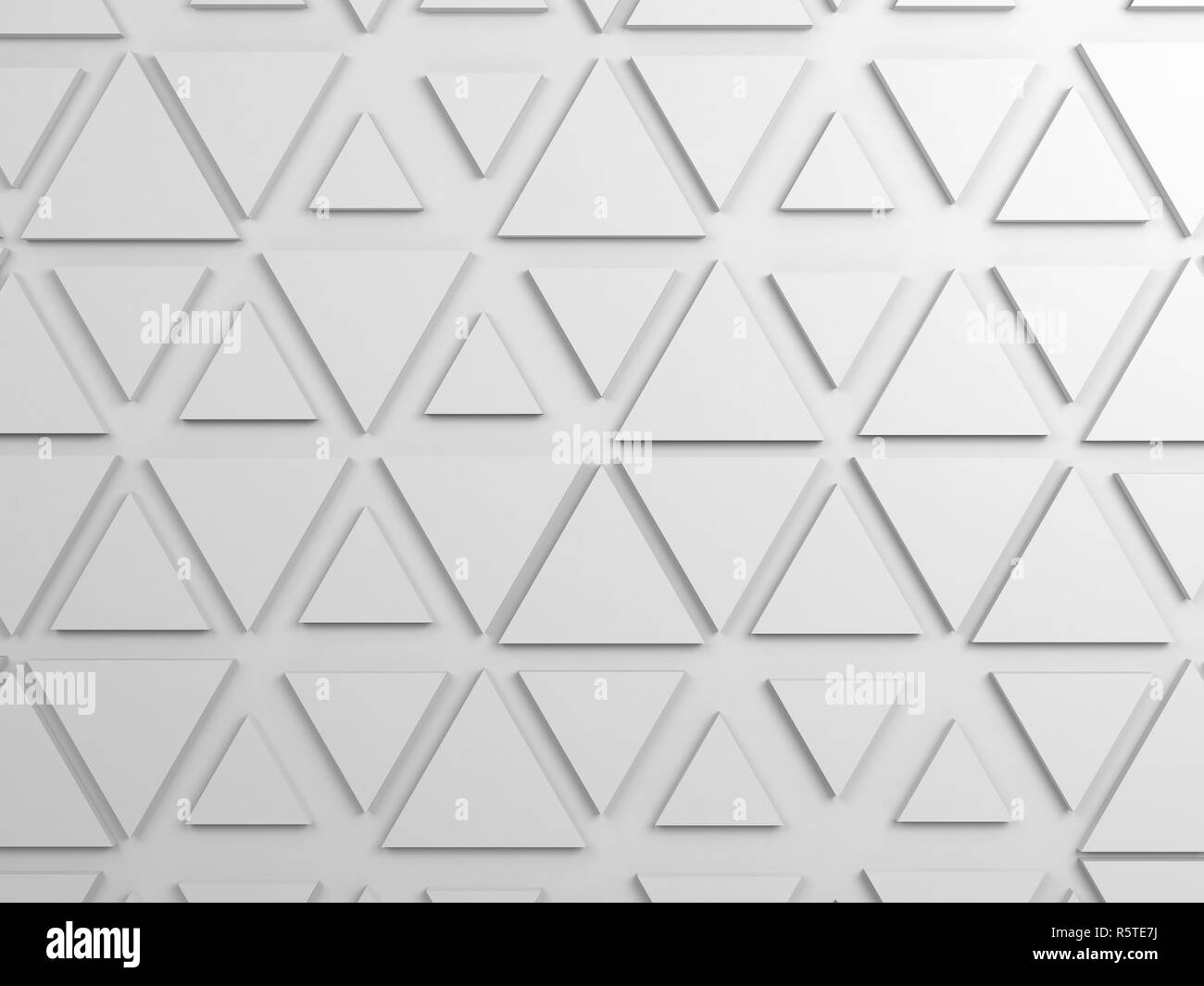 Résumé fond mur blanc avec motif triangles, illustration 3D render Banque D'Images