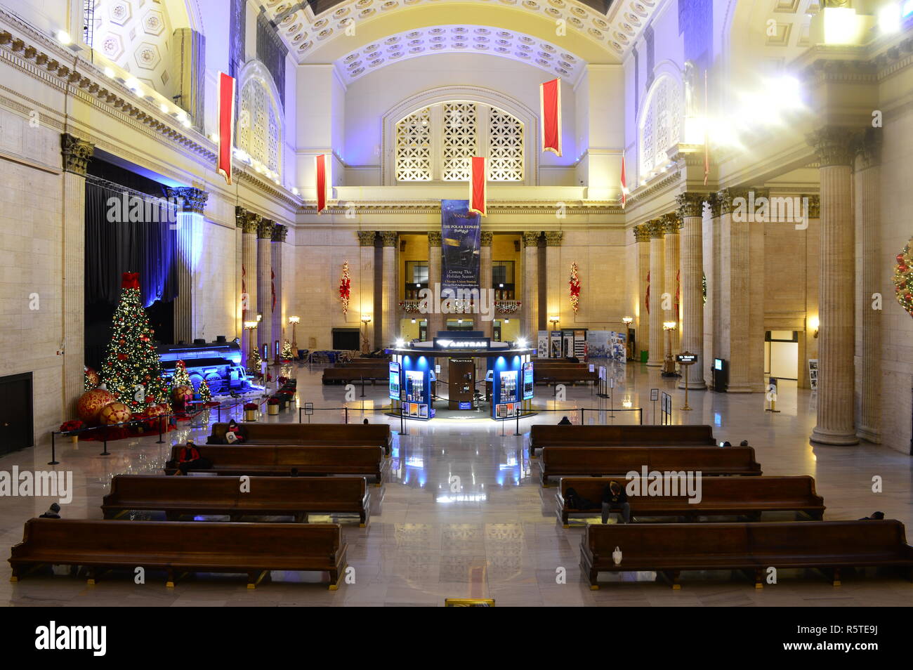 Chicago, Illinois - USA - 31 décembre 2016 : Le Grand Hall à la gare d'Amtrak Banque D'Images