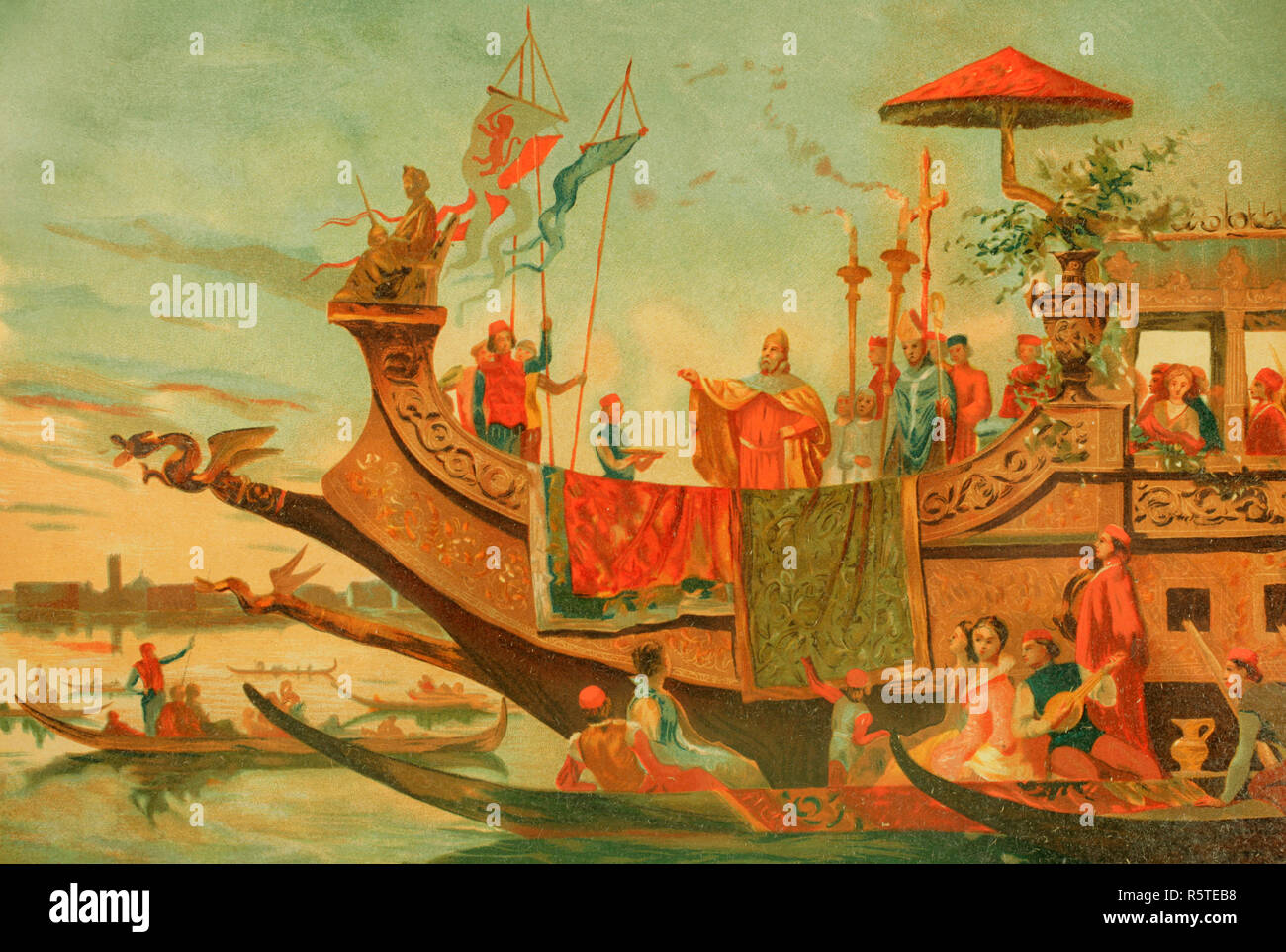L'âge moderne. Mariage de Venise avec la mer Adriatique. Lithography . La Civilizacion (la civilisation), volume III, 1882. Banque D'Images