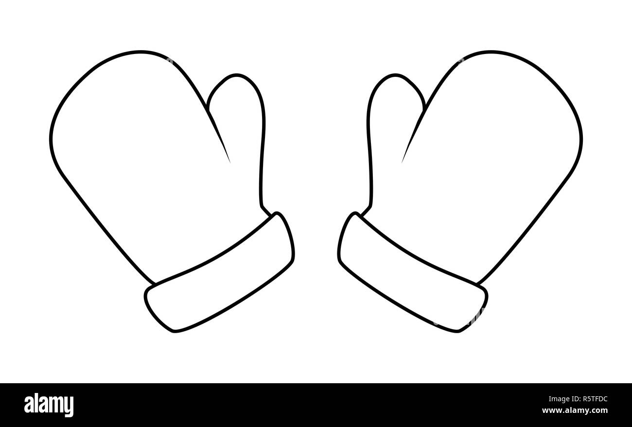 Mitaines, gants hiver silhouette dessin animé design, icône, symbole.  vector illustration isolé sur fond blanc Photo Stock - Alamy