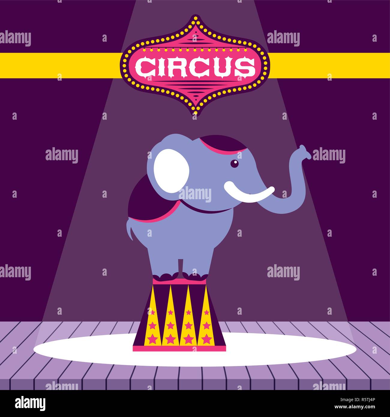 Cute cirque elephant show time amazing vector illustration Illustration de Vecteur