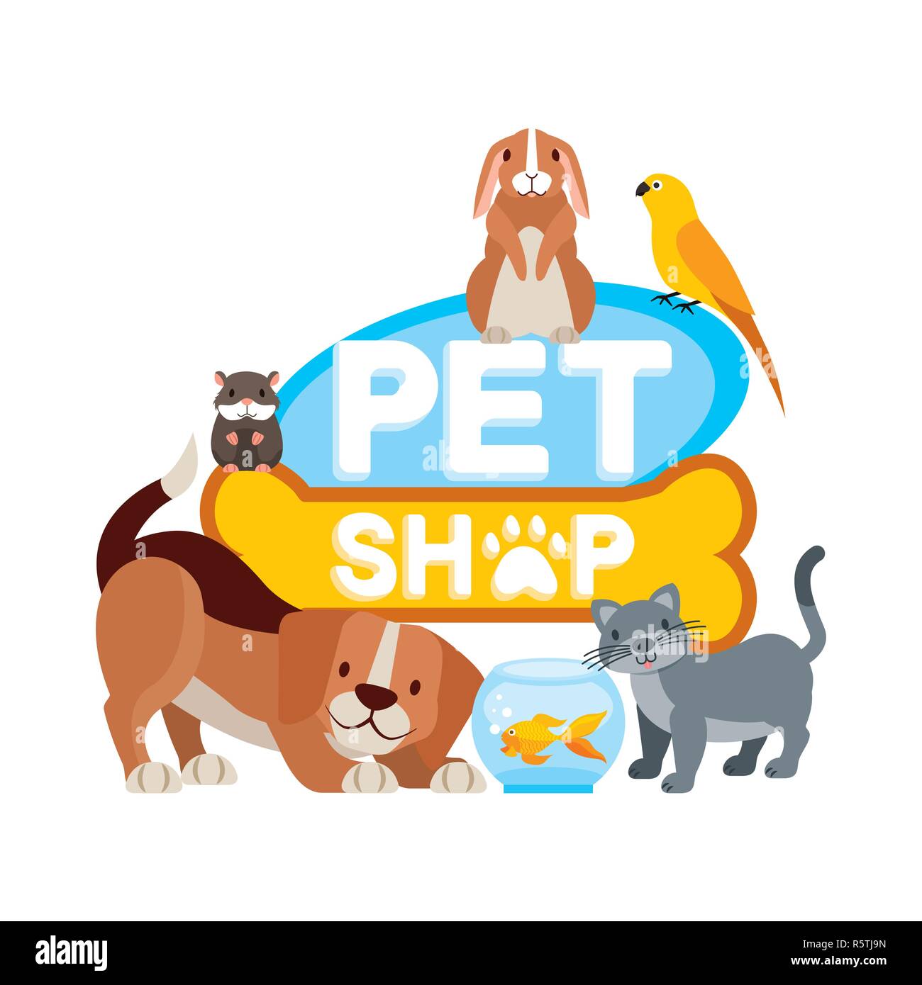 Pet Shop Et Veterinaire Chien Chat Poisson Lapin Hamster Vector Illustration Image Vectorielle Stock Alamy