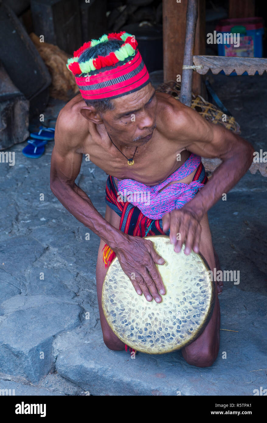 Portrait d'un homme de la minorité Ifugao à Banaue aux Philippines Banque D'Images
