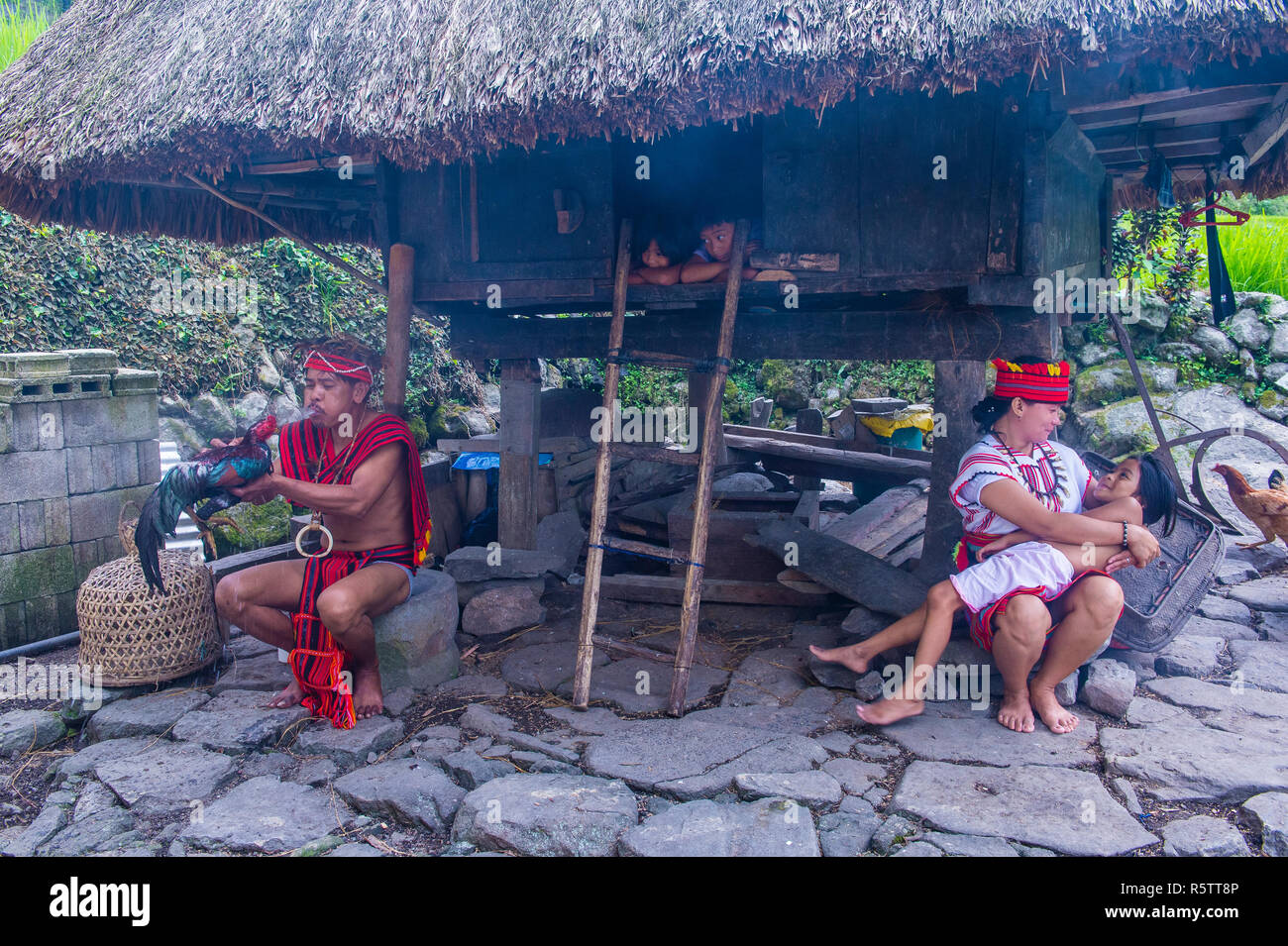 Des habitants de la minorité Ifugao à Banaue aux Philippines Banque D'Images
