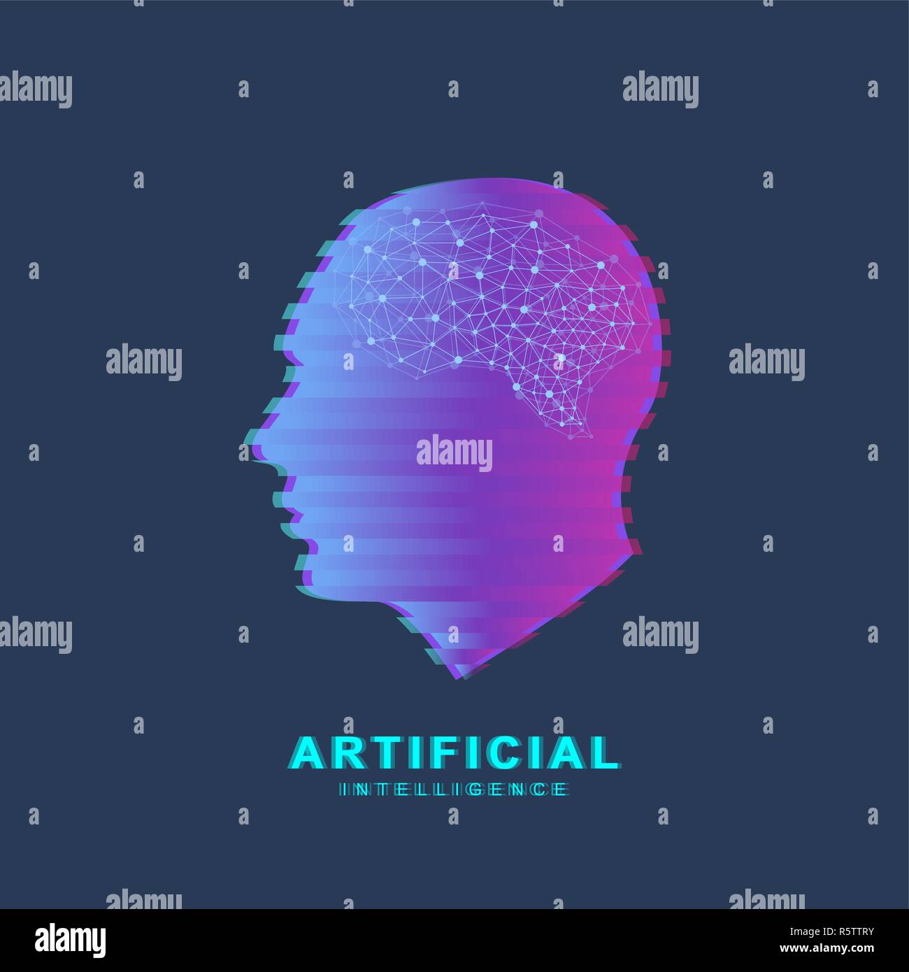 Logo de l'intelligence artificielle. L'intelligence artificielle et l'apprentissage machine Concept. Symbole vecteur AI. Réseaux de neurones et l'autre concepts des technologies modernes. Technologie concept sci-fi Illustration de Vecteur