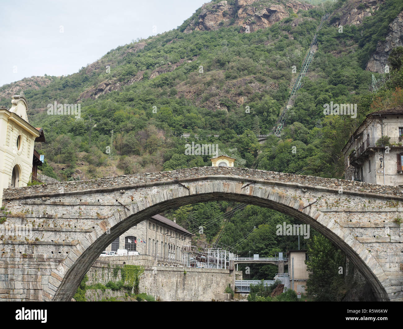 Pont Romain à Pont Saint Martin Banque D'Images