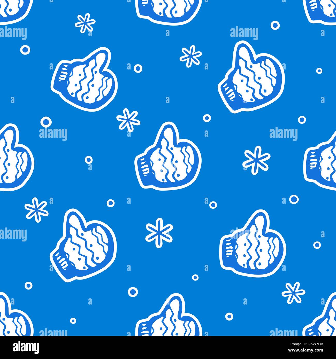 Motif transparent vecteur avec des mitaines. Hand drawn vector illustration. Modèle sans couture avec Thumbs up in mitaines de noël. Hiver Noël backgroun Illustration de Vecteur
