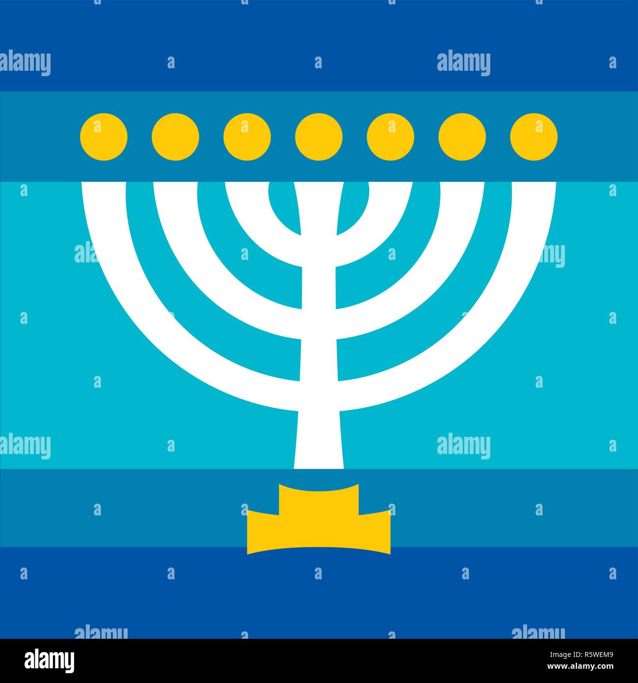 L'hébreu ancien menorah (chandelier à sept), candélabre sacré avec sept lampes, utilisées dans le Temple de Jérusalem. Symbole religieux traditionnels. Illustration de Vecteur