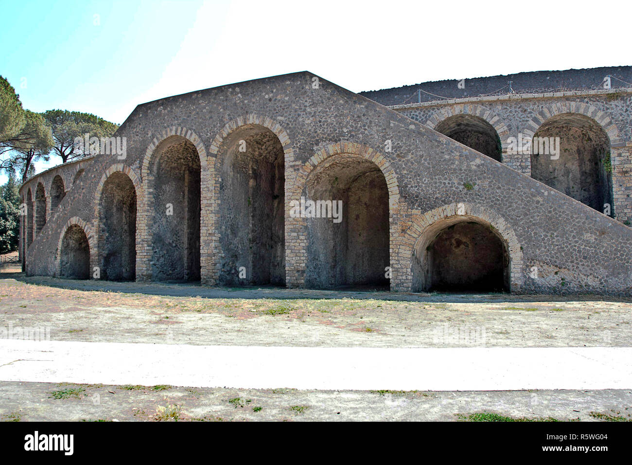 POMPEI - LE 22/06/2017 - Amphithéâtre de l'ancienne ville romaine de Pompéi, détruite par l'éruption du Vésuve en 70 d.c. Banque D'Images