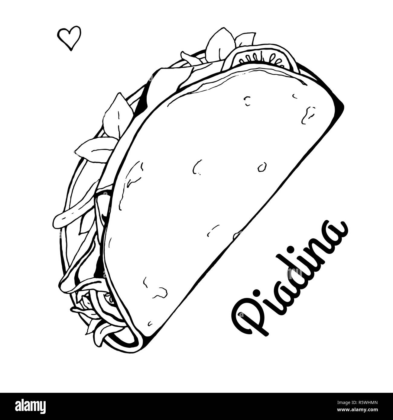 La Piadina italienne traditionnelle. Vector illustration dans un style croquis Illustration de Vecteur