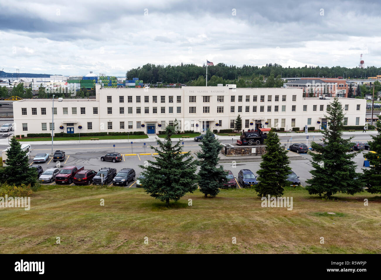 L'Alaska Railroad depot , Anchorage, Alaska, USA Banque D'Images