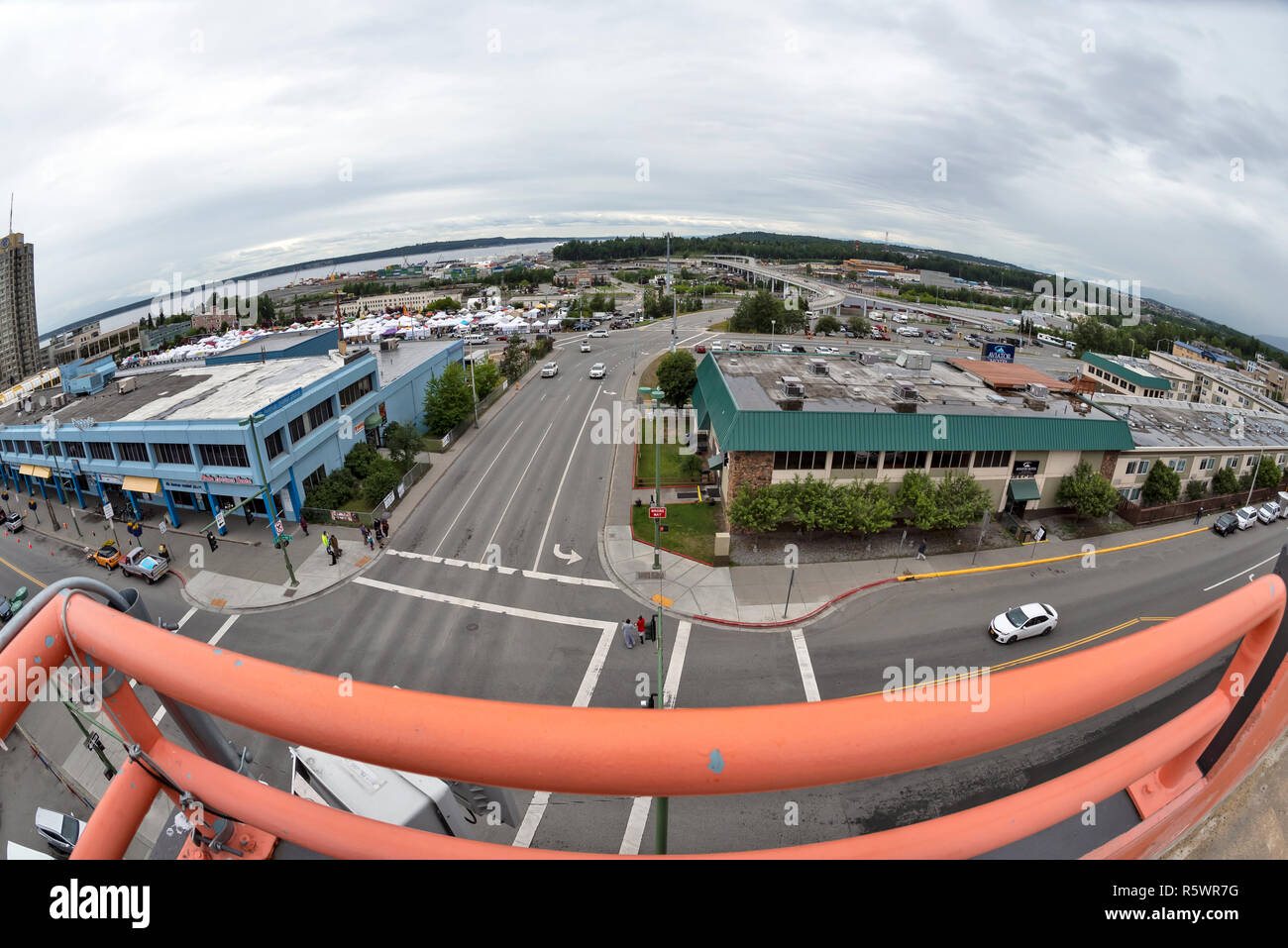 Vue de dessus du centre-ville, Anchorage, Alaska, USA Banque D'Images