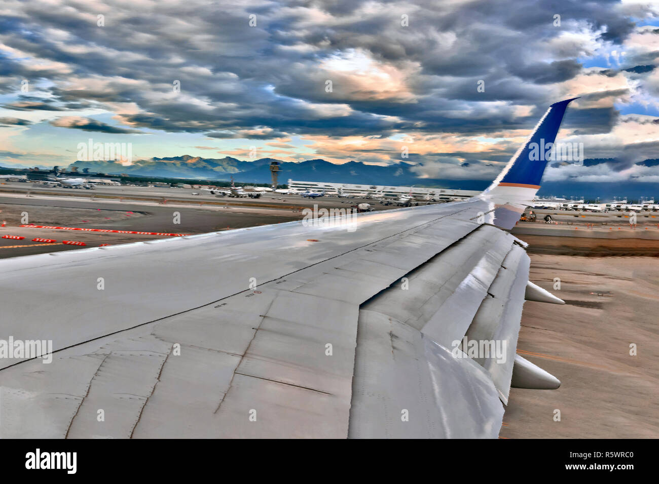 L'Aéroport International Ted Stevens d'Anchorage, Alaska, USA Banque D'Images