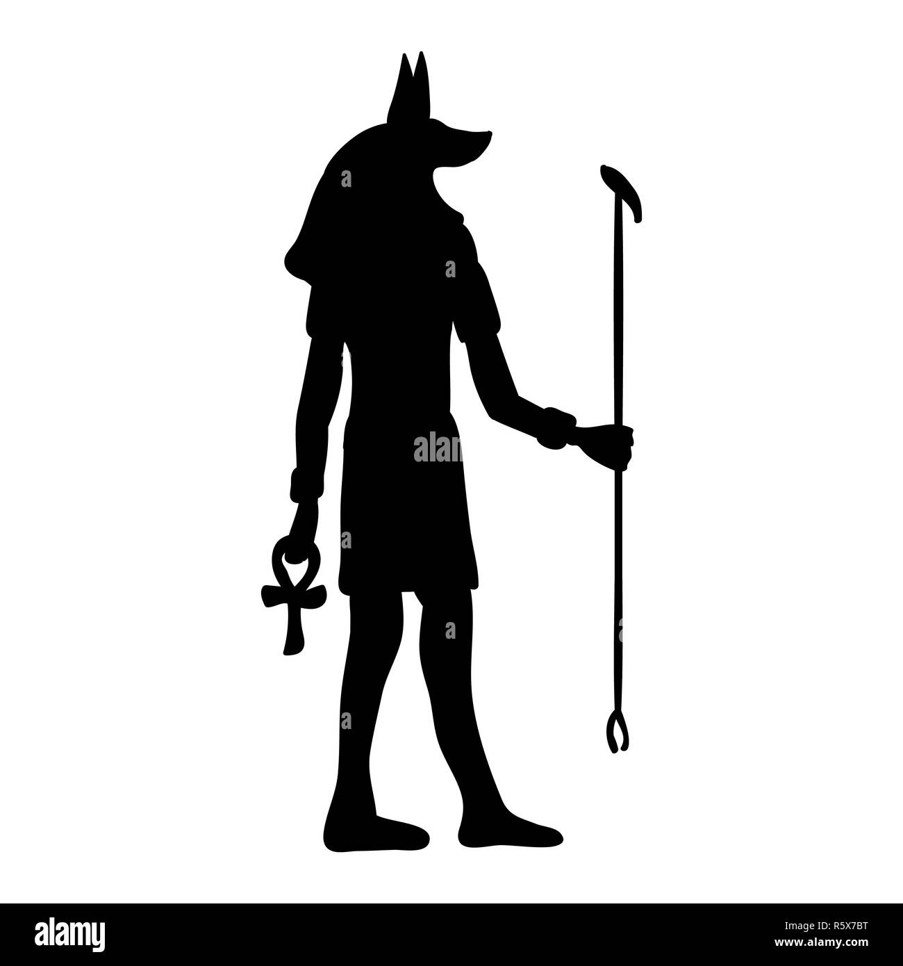 Anubis Dieu égyptien Egypte Egypte ancienne silhouette Banque D'Images