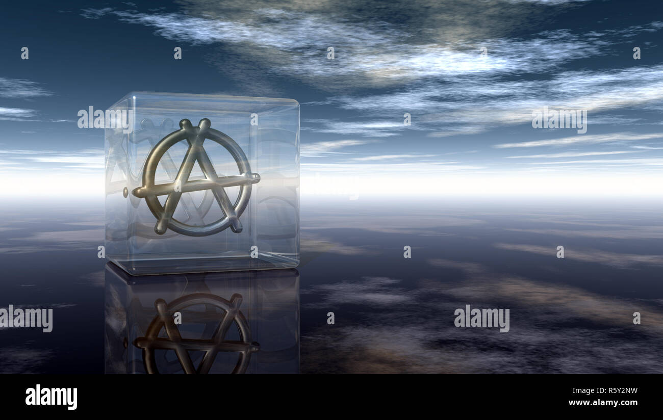 Symbole de l'anarchie en cube de verre Banque D'Images