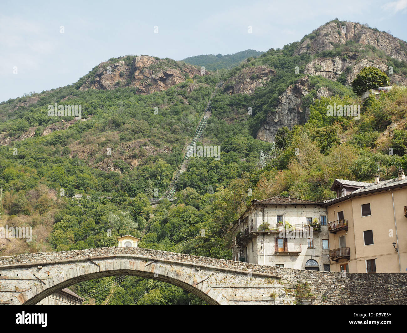 Pont Romain à Pont Saint Martin Banque D'Images