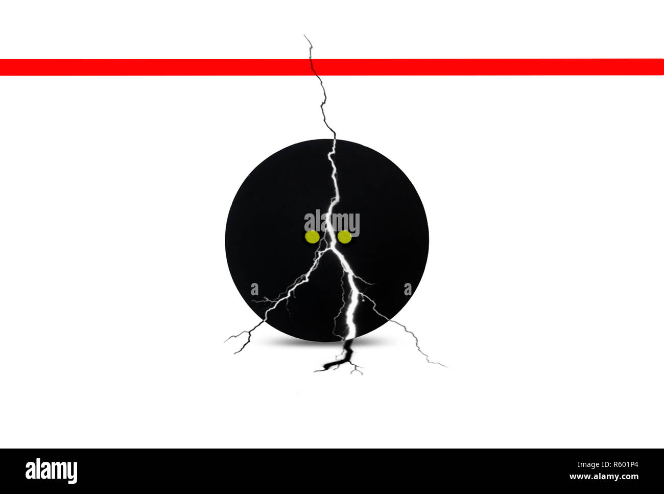 Une photo d'un double point jaune noir balle de squash Banque D'Images