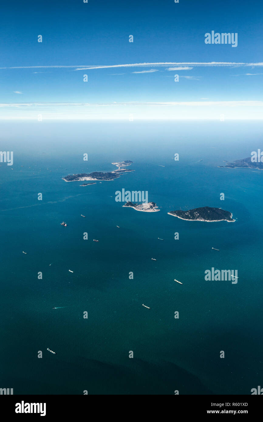 Vue aérienne de la SOKO Îles. Un groupe d'îles à Hong Kong au sud-ouest de l'île de Lantau en mer de Chine du Sud. Banque D'Images