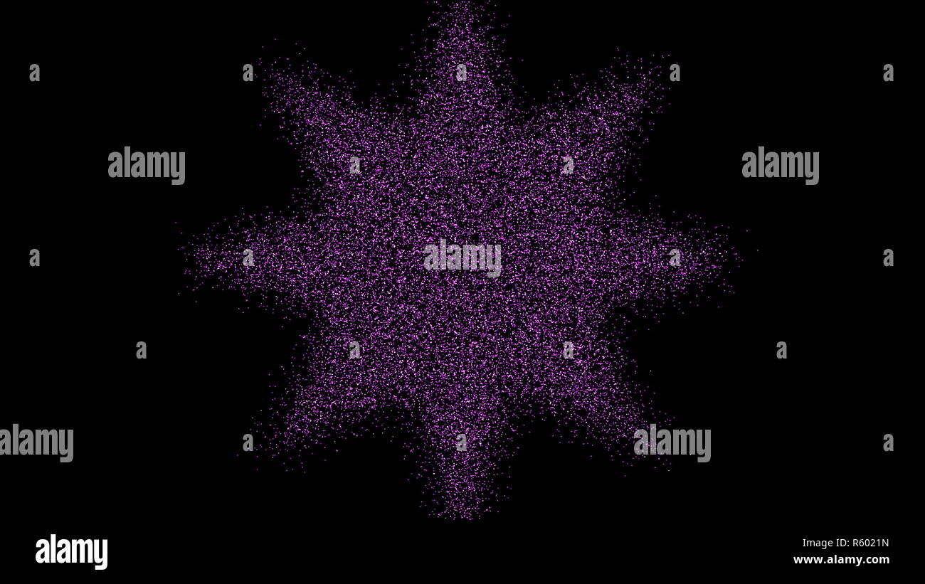 La formation de l'étoile des particules. Tunnel futuriste numérique. Le rendu 3D Banque D'Images