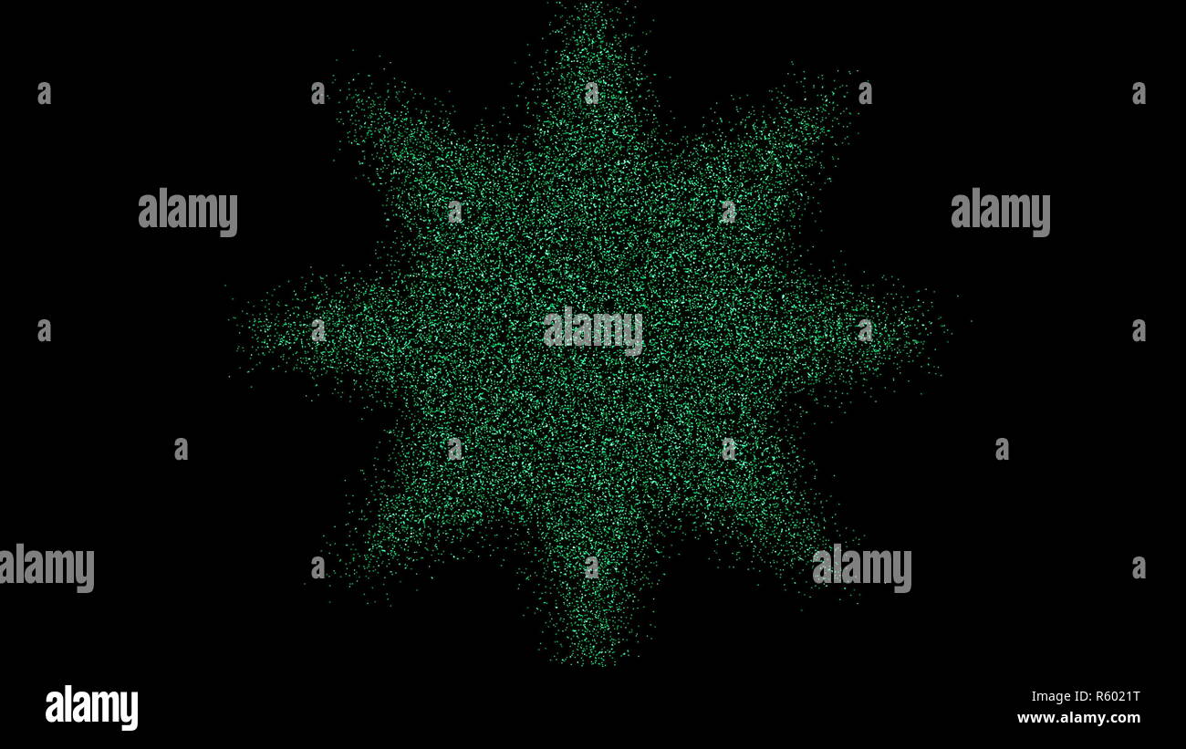 La formation de l'étoile des particules. Tunnel futuriste numérique. Le rendu 3D Banque D'Images