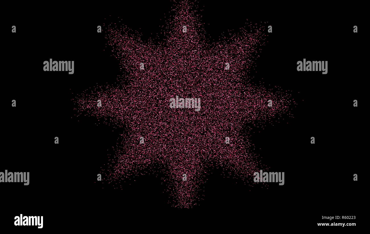 La formation de l'étoile des particules. Tunnel futuriste numérique. Le rendu 3D Banque D'Images