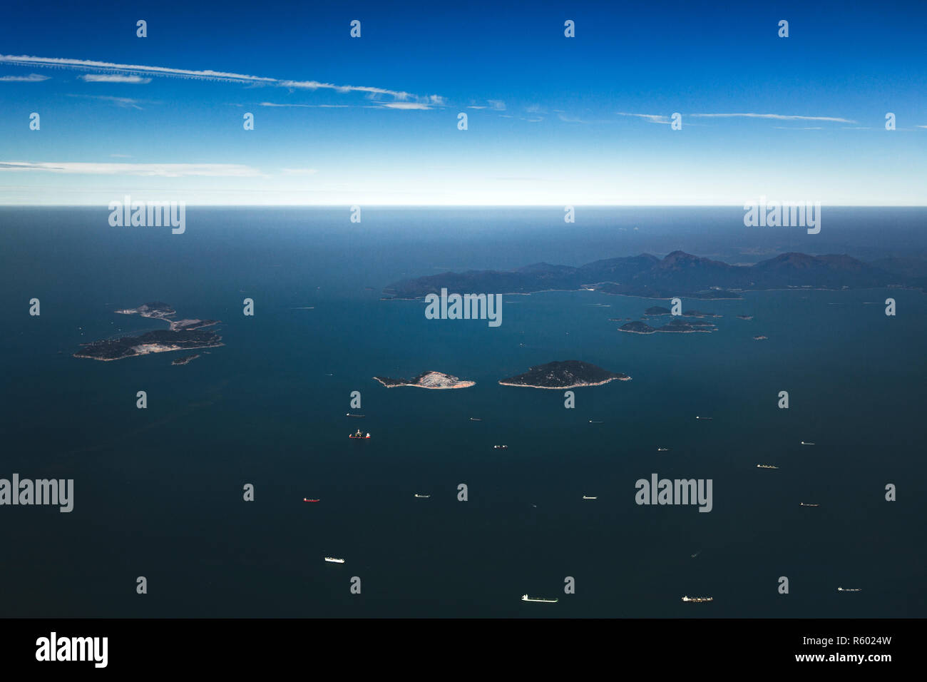 Vue aérienne de la SOKO Îles. Un groupe d'îles à Hong Kong au sud-ouest de l'île de Lantau en mer de Chine du Sud. Banque D'Images
