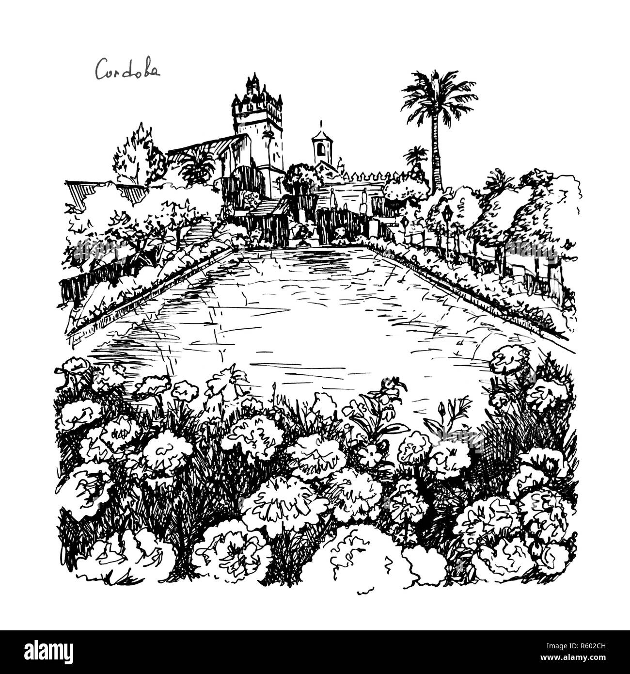 Alcazar de los Reyes Cristianos, Cordoue, Espagne Banque D'Images